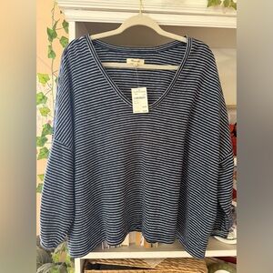 Madewell Striped V-Neck Women's Top 3X
